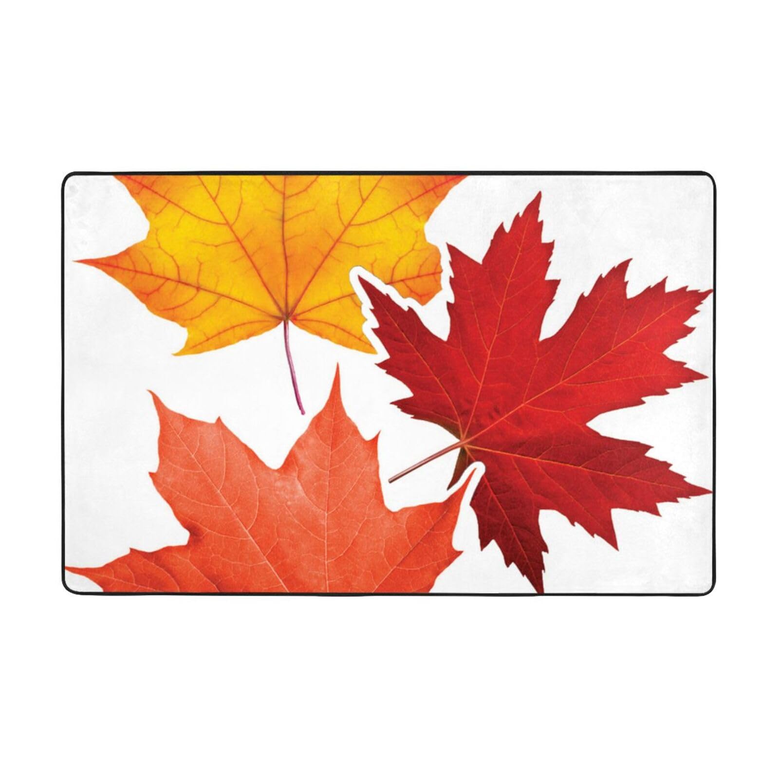 Tapis antidérapant en flanelle moderne 150x100 cm avec motif feuille d'automne isolant