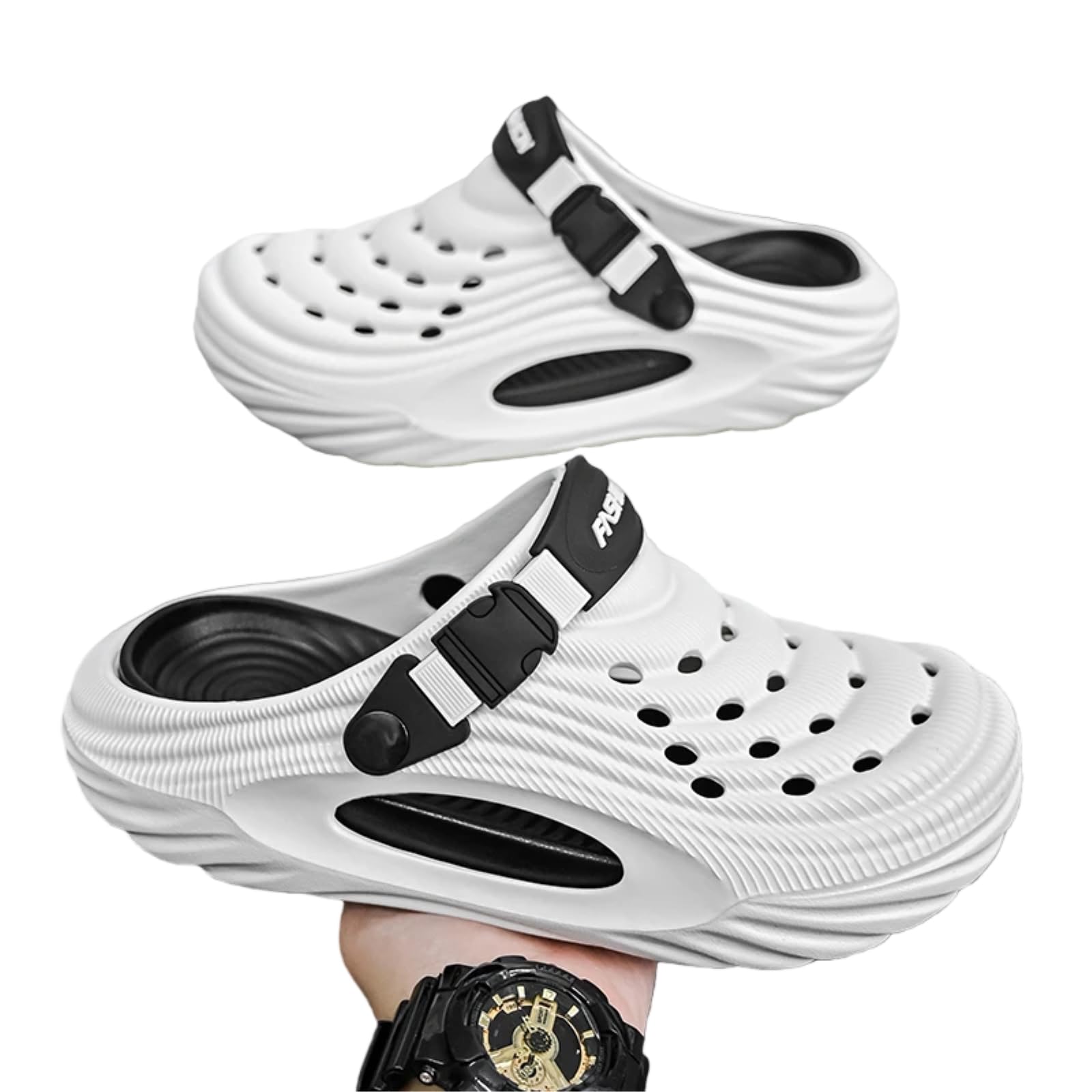 LSQSLBD Sliders Unisex Summer Slippers Men Clogs Platform Women Beach Sandals Outdoor Casual Non-slip Footwear Sandals-2503 White-40-41