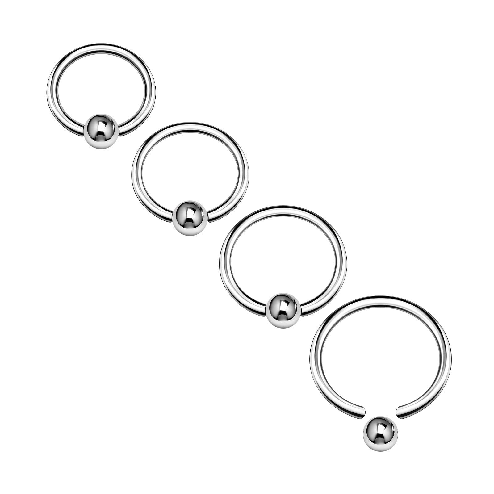 Amazon.com: 4PCS Surgical Steel Captive Bead Hoop Earrings