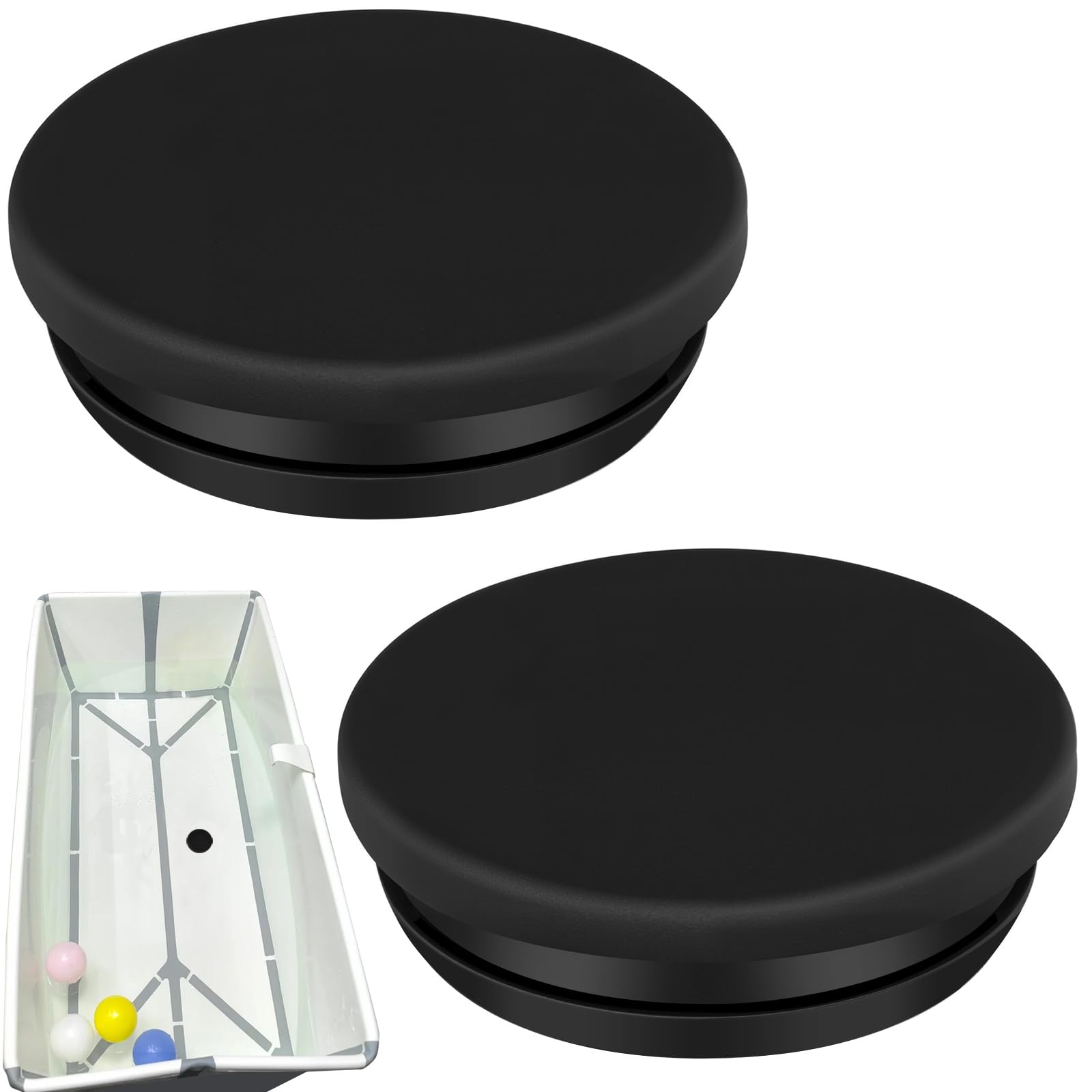 LUAATT Perfect Replacement Stopper Plug Compatible with Stokke Flexi Bathtub,2 Pack Black Silicone Round Plug,No Water Leakage