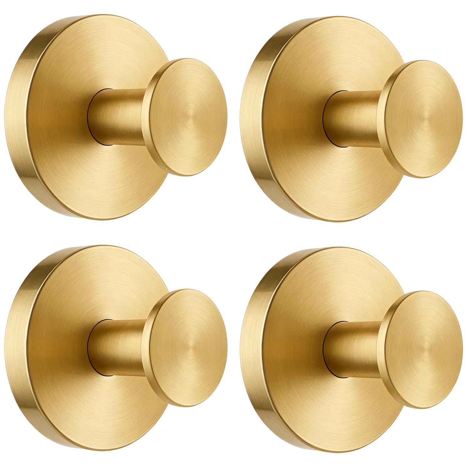V-Kitpater Heavy Duty Suction Hooks 4 Pack Gold, 304 Stainless Steel No Drill Hooks for Bathroom Kitchen Tile Glass, Wreath Hanger Front Door UPVC, 10lb Waterproof Reusable No Residue