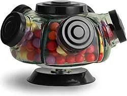 Baleiro Giratório De Vidro Bomboniere Decoração 5 Gomos Retrô Artesanal (Preto)