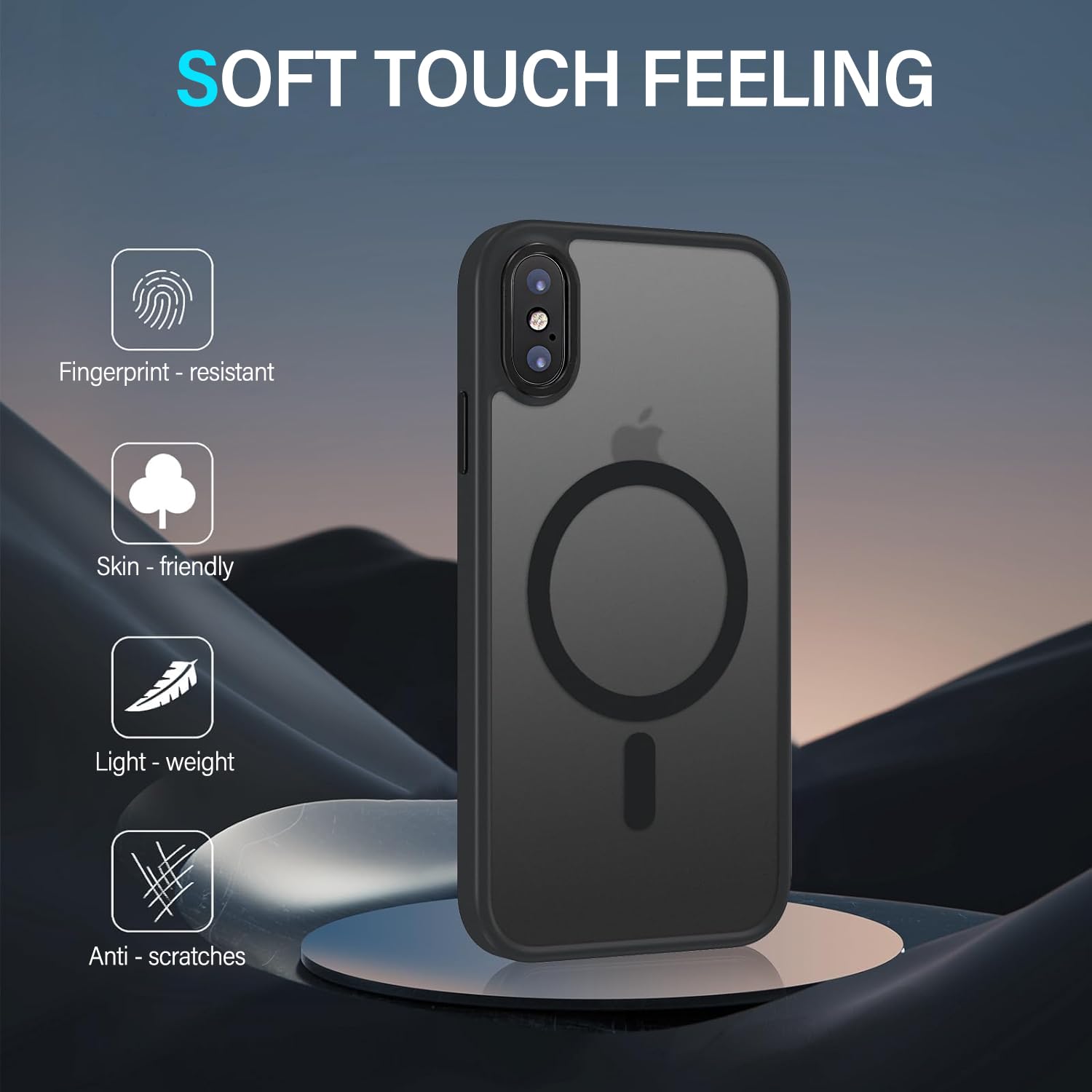 Etui iPhone X/XS kompatybilne z MagSafe, tylna obudowa magnetyczna wszechstronna ochrona obiektywu, odporna na zarysowania, wstrząsoodporna obudowa TPU i PC do X/XS, półprzezroczyste matowe