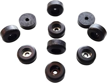 10-Pack of Rubber Bumper Feet 1-1/2" Diameter x 5/8" Height, Metal Washer Built-in, 3/4" Recessed Opening, 5/16" Screw Hole Diameter