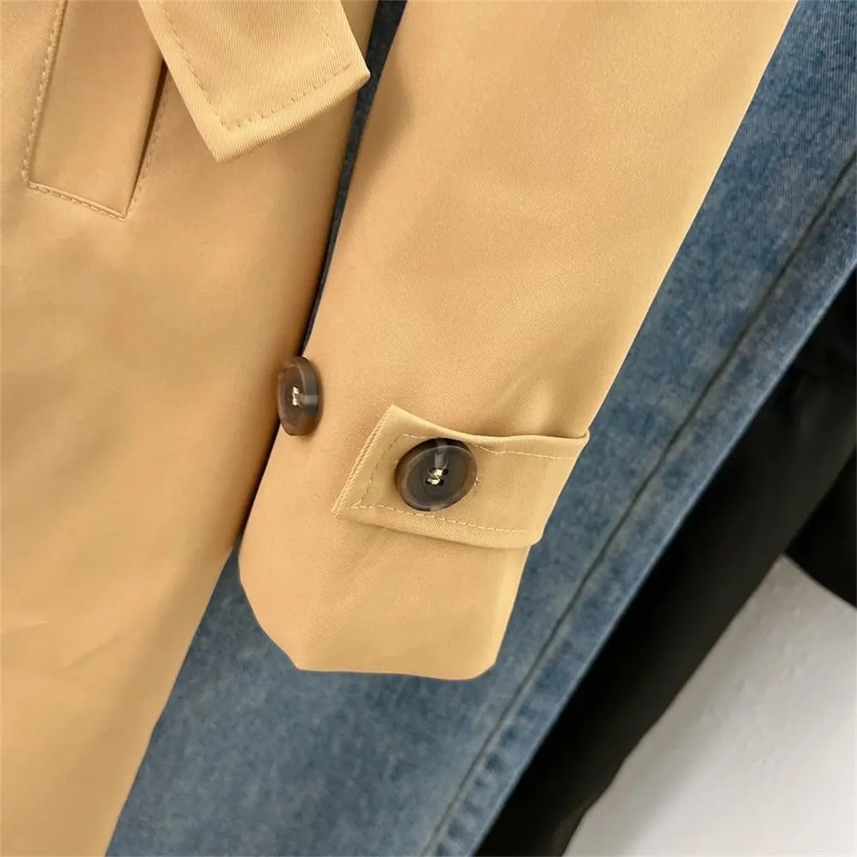Eleganter zweireihiger Damen-Trenchcoat mit langen Ärmeln, mittellang, Windbreaker