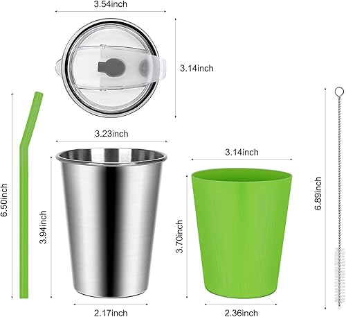 Miniatura 9 de Rommeka Vasos de paja para niños, paquete de 6 vasos para sorber de 12 onzas con funda de silicona a prueba de derrames, vasos de acero inoxidable