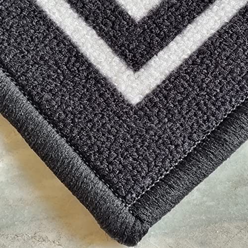 Image of Matz&More Greek Single Line Rug | 100x150 CM | Black White | Soft Nylon Loop Pile with Anti-Slip Gel Backing | Living Room, Bedroom & Office Floor Carpet