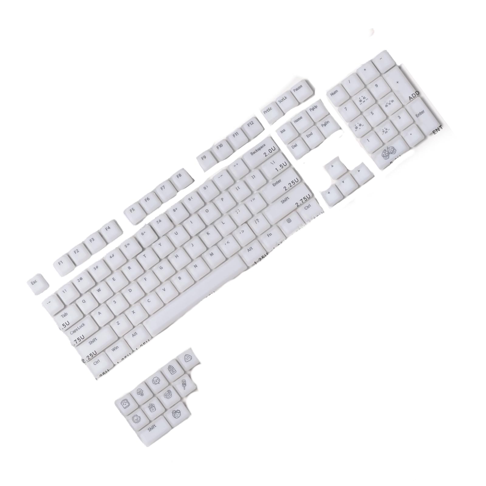 115 klawiszy, żelowe, puddingi, oryginalny profil, tworzywo ABS, silikonowe, półprzezroczyste, do klawiatur mechanicznych, oryginalny profil, dla mechanicznych graczy, podświetlane klawisze