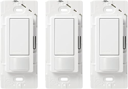 Miniatura 29 de Lutron Maestro Interruptor de luz con sensor de movimiento y placa de pared para baño, garaje, lavandería, cualquier bombilla, sensor de ocupación y
