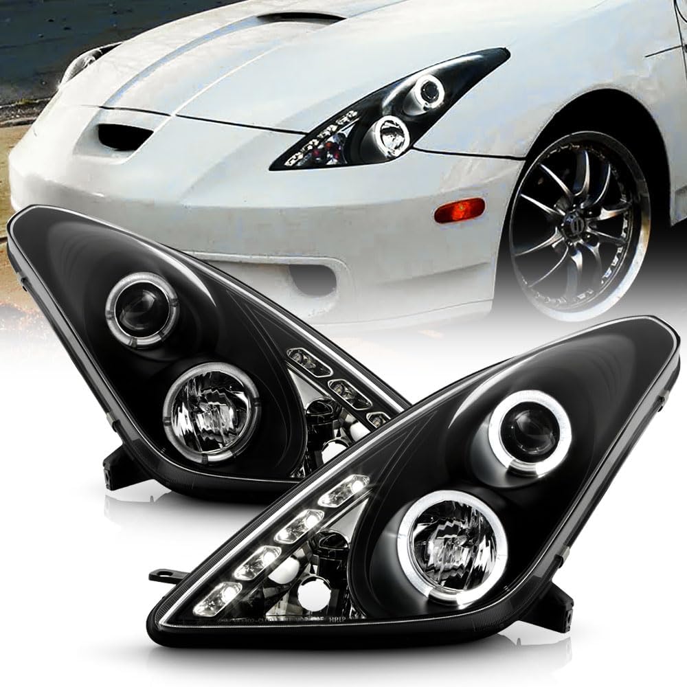 Amazon.com: ACANII - For 2000-2005 Toyota Celica LED Halo Black Housing ...