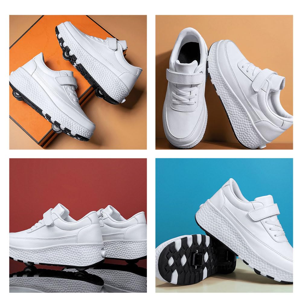 ENEN Chaussure a Roulette, Chaussures a roulettes Retractable Garçons, Mode Skateboard Baskets avec Roulette Enfant Fille, Roller 2 Roues Adolescents pour Intérieur Extérieur