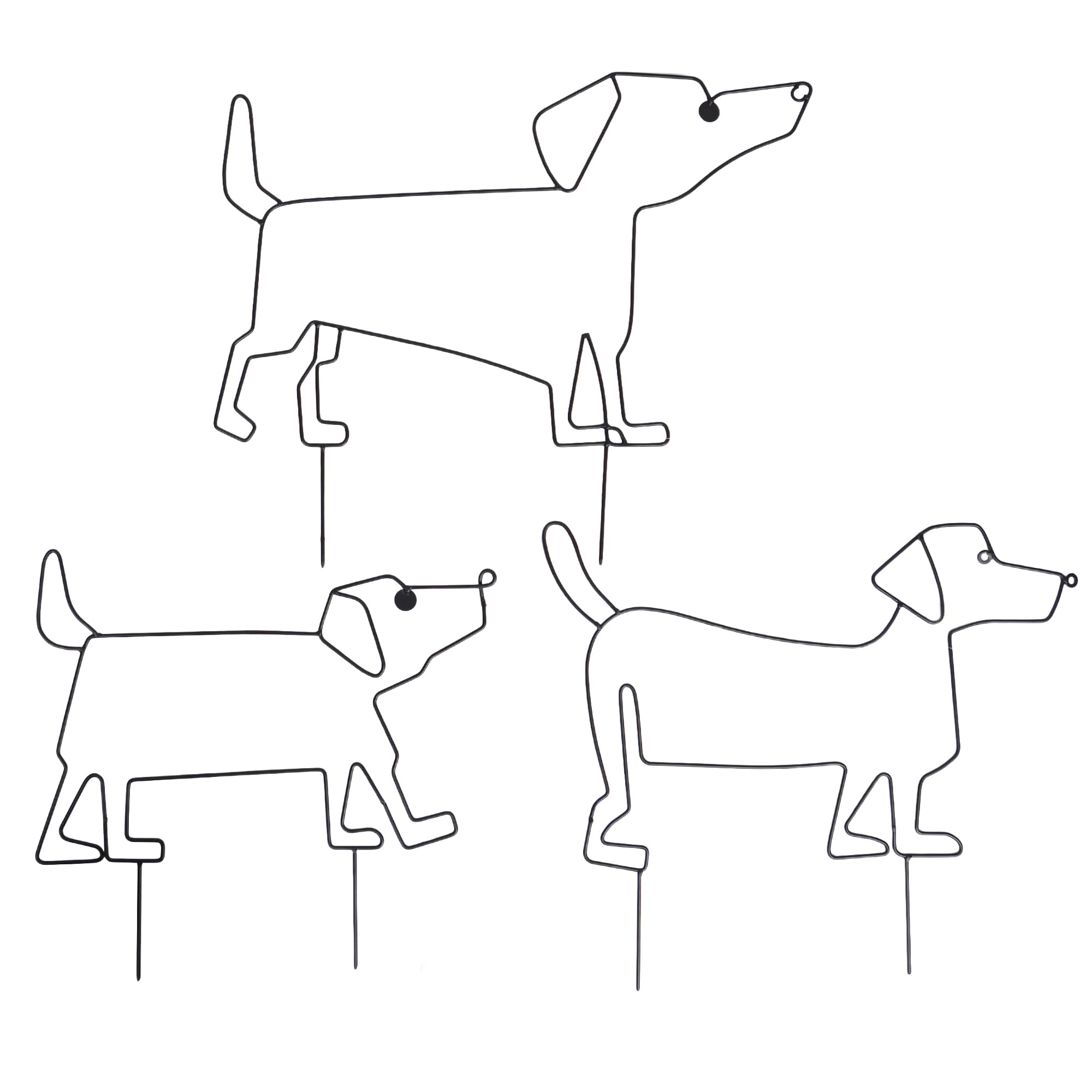 Conectores metálicos para perros decorativos y juego de 3 siluetas minimalistas de interior UNUS