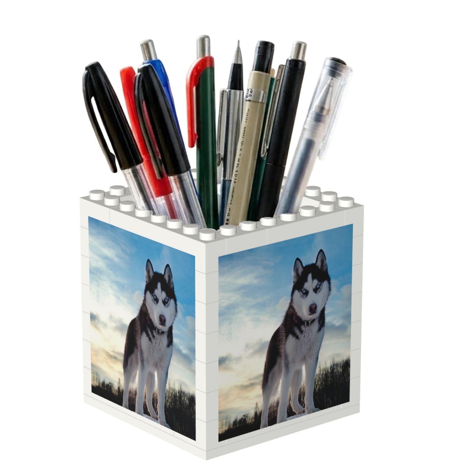 Poadnly Siberian Husky, Pen Pot Pencil Holder for Office Home School, Compact Desk Organiser for Office Stationery