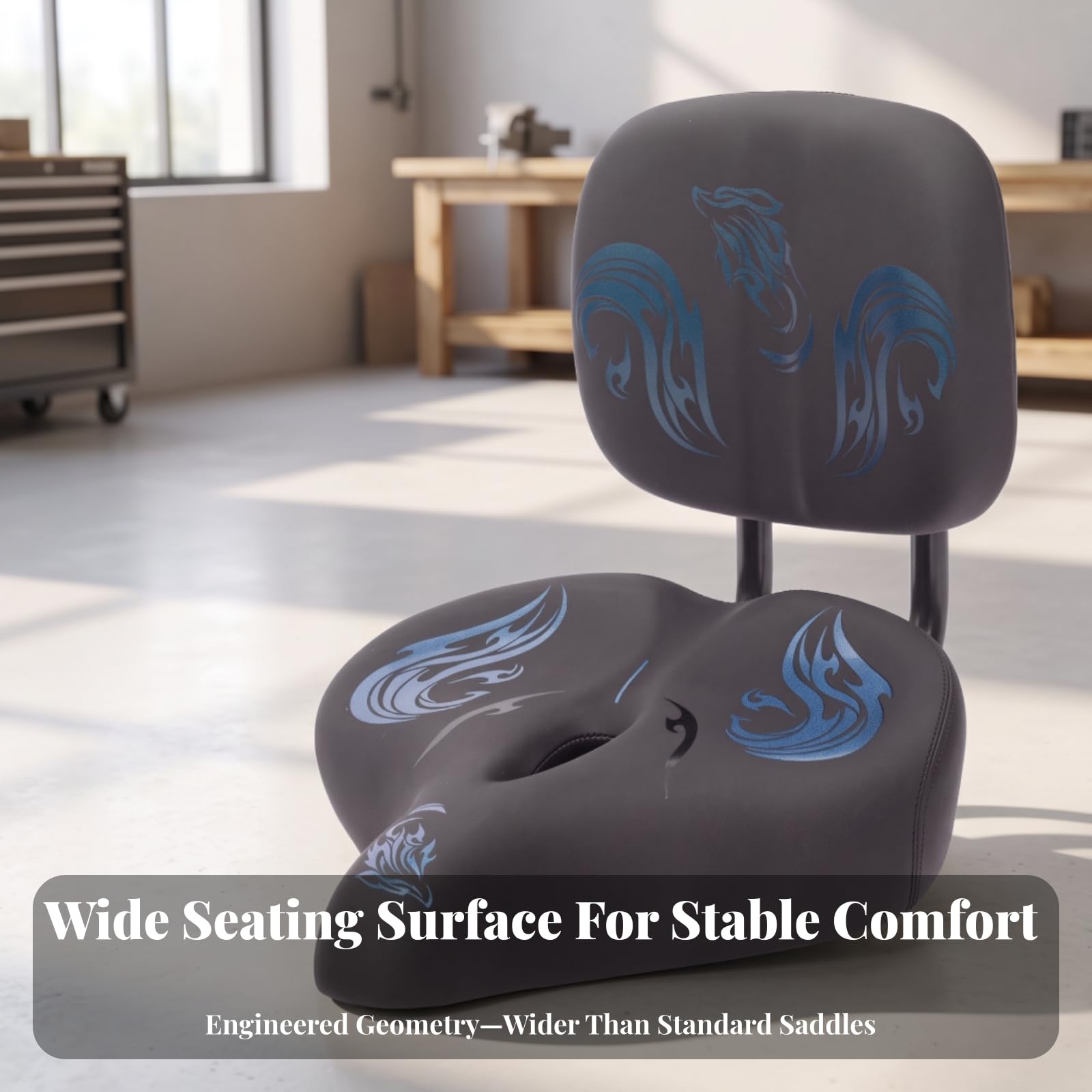 Cojín de Asiento para Eléctrico Sillín para Asiento con Respaldo Contorno Ergonómico y Ventilado con Recorte Central Soporte Trasero Acolchado con