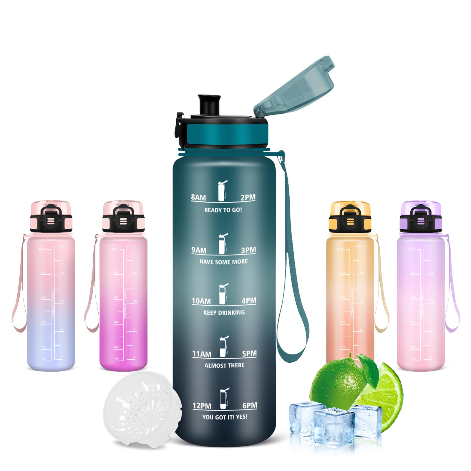 Children's Water Bottle, 500 ml, with Filter, Leakless, for Outdoor Use