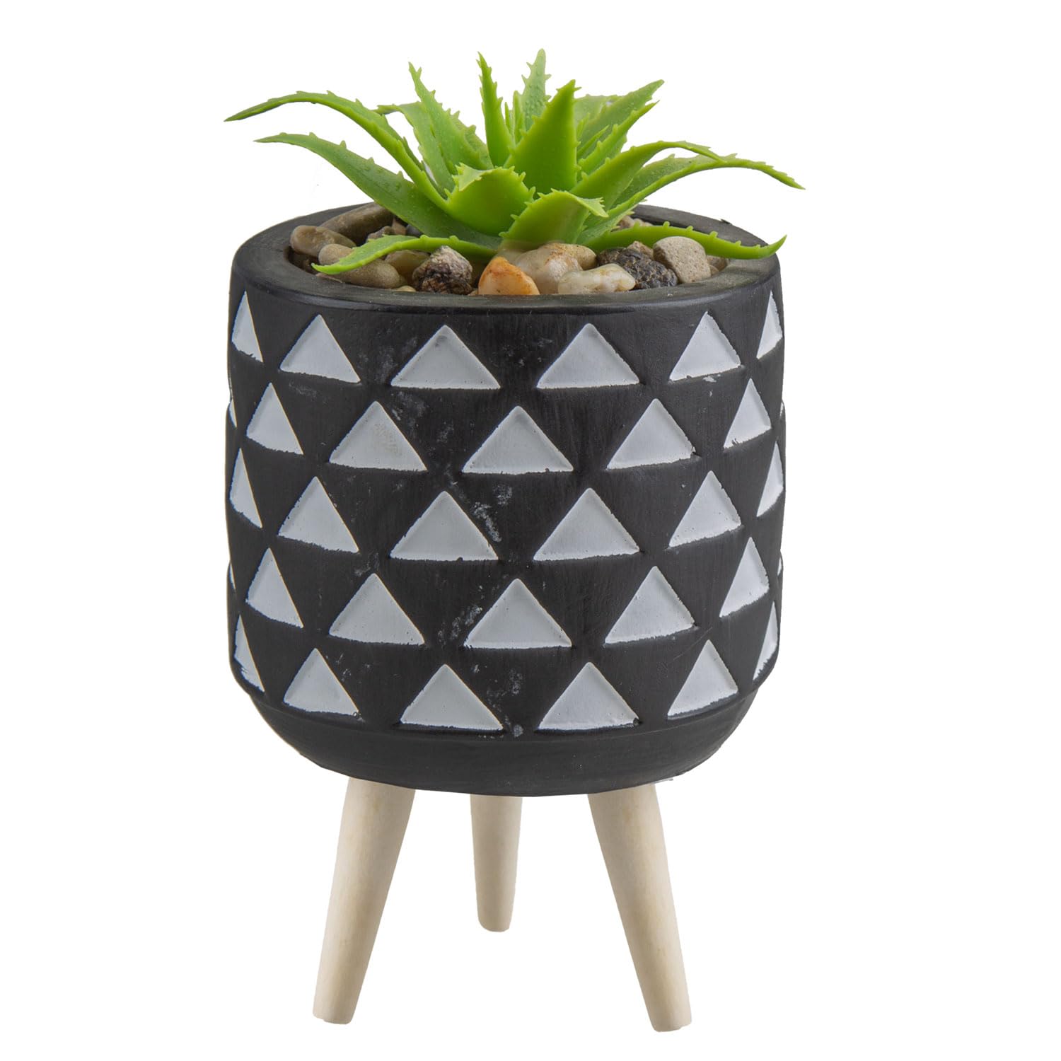 Vfm E-Store Black Geo 15.7Cm Vfm - Artificial Plant Black Geometric Indoor Potted Plastic Succulents Faux Plants For Office Desk Bedroom Kitchen House Decoration - 15. 7Cm Black