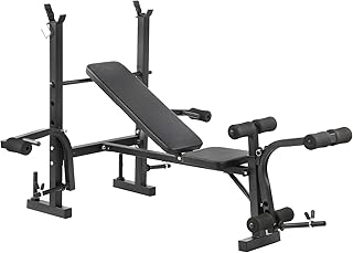 Set Bilanciere Pieghevole Regolabile per Fitness e Panca per Pesi, Allenamento per la Forza con Capacità di Inclinazione e Declino, Panca per Addominali In Pelle Pu per Sollevamento Pesi