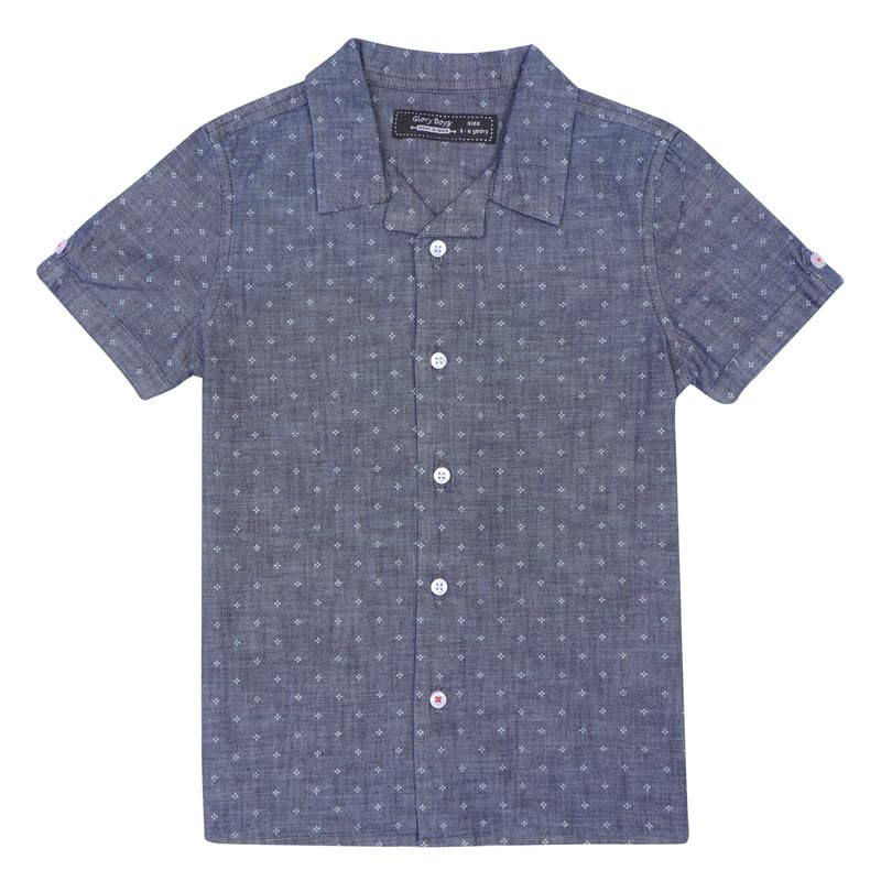 GLORYBOYZBoys Regular fit Designer Theme Printed Pattern Kids & Junior Boys Denim Revere Collar Comfortable Shirt