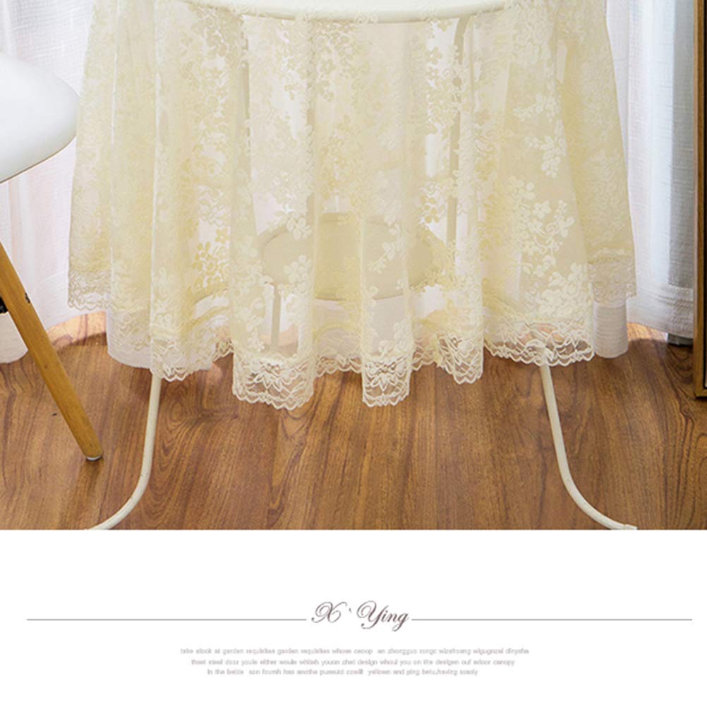 Surakey Tovaglia in pizzo, bianca, rotonda, in pizzo, bianca, per matrimoni, Natale, cervi, in lino, con fiori, 178 x 178 cm