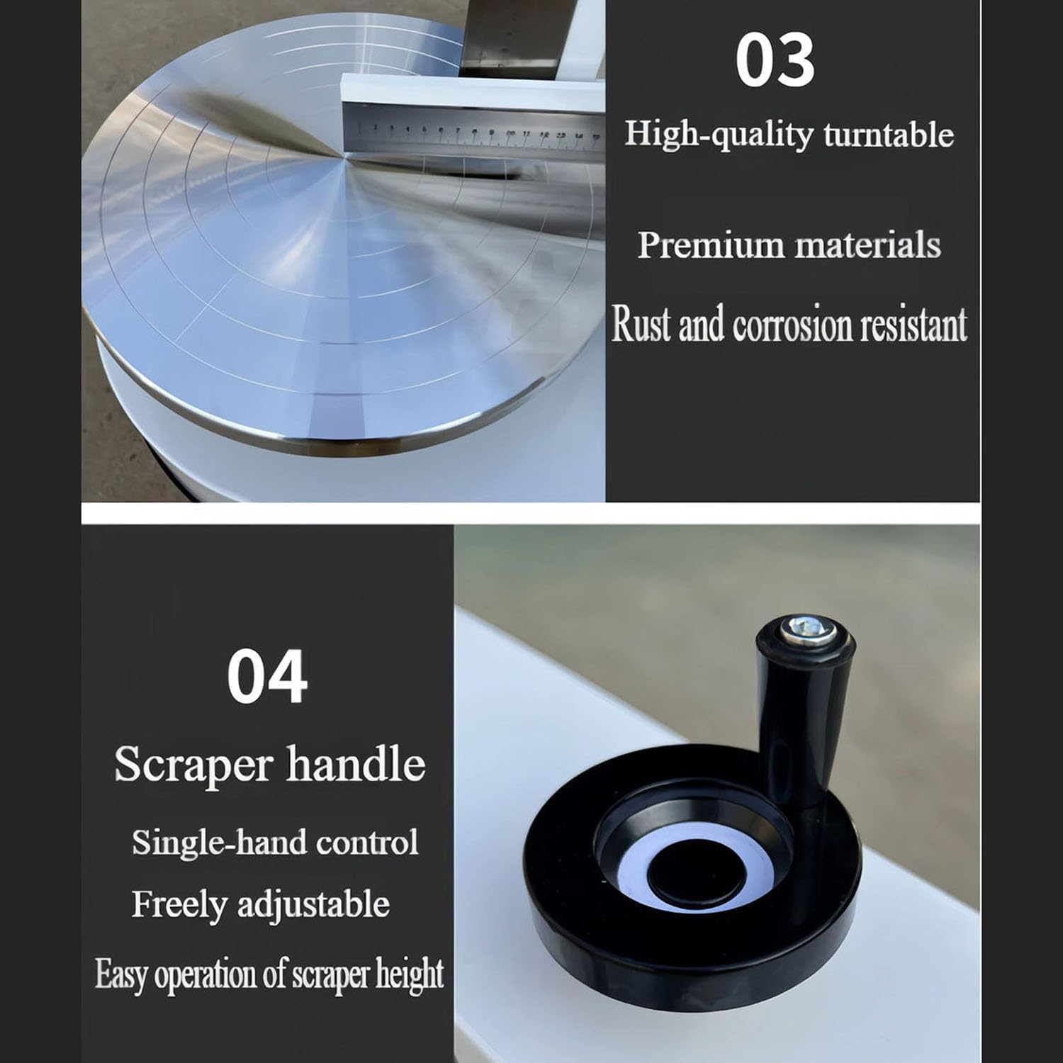 Máquina para Decorar Pasteles Formación Hielo para Tartas Cumpleaños, Máquina Alisadora,Bajo Ruido Raspador Tartas Ajustable,Plato Giratorio con Ajustable