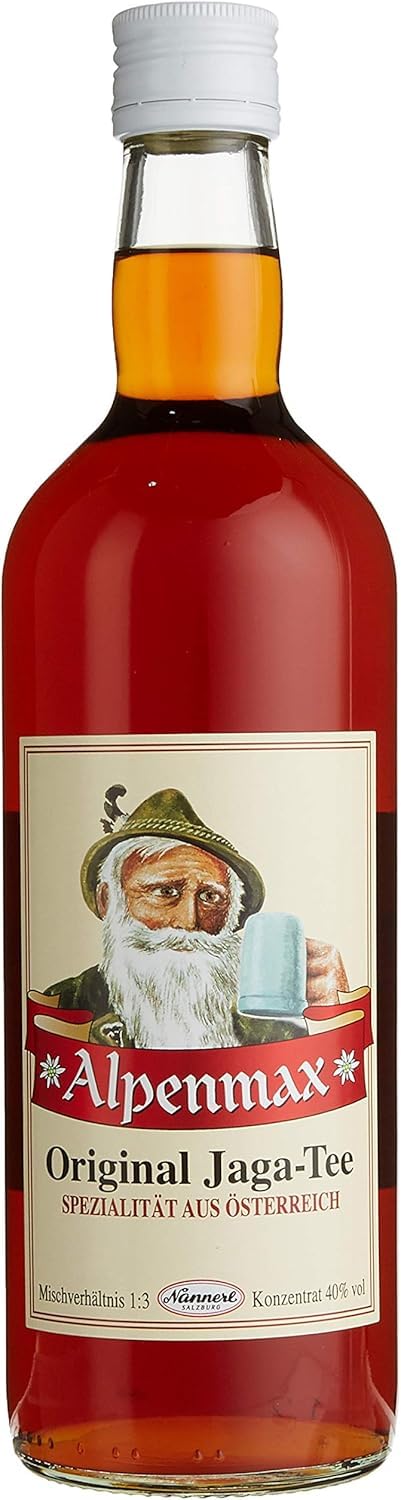 Alpenmax Jaga-Tee – 0,7 L Kräuterschnaps 40 % vol. alpenländische Traditions-Spezialität – Jaga-Tee aus den österreichischen Alpen mit harmonischem Geschmack nach Kräuter