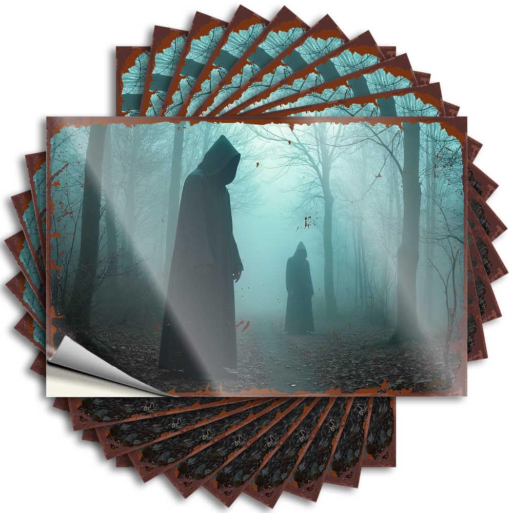 Sticker Punk, Sports Window Silhouettes in The Mist: A Haunting Forest Scene | Indie(12X18CM)