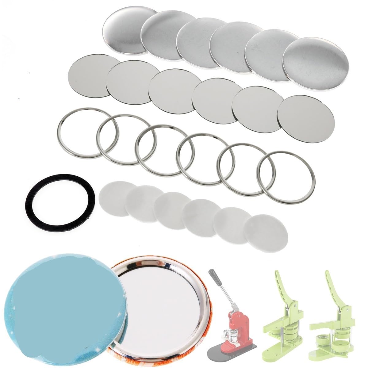 Parti for la creazione di Bottoni for Badge con Specchio Vuoto, pressa for Badge da 58 mm, Forniture for Macchine, Tasca Portatile Fai da Te,Kit per La Creazione di Bottoni
