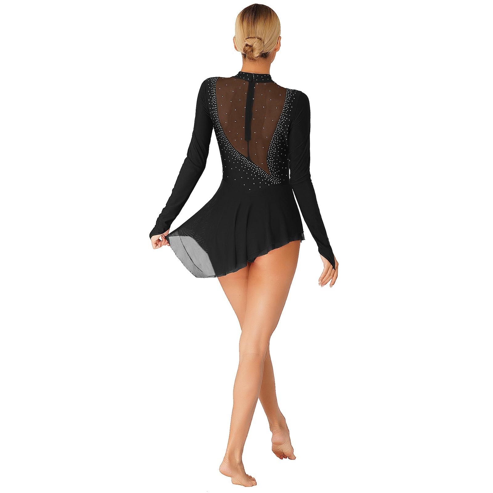 Body da ginnastica for balletto donna, body a maniche lunghe for, elegante abbigliamento ballo for con rete Per Adulti