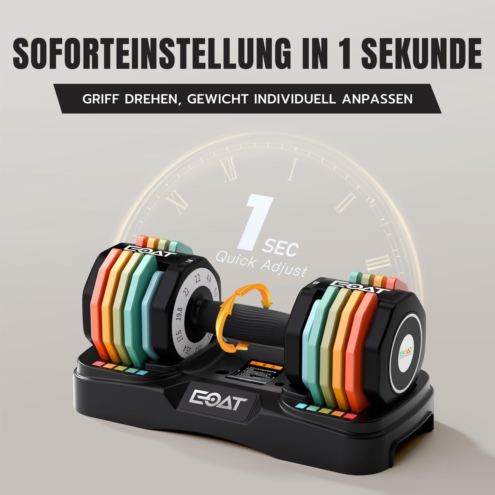 EOAT Verstellbare Hantel, 10 Gewichtsstufen, für Männer und Frauen geeignet, für das Training zu Hause und das Ganzkörpertraining
