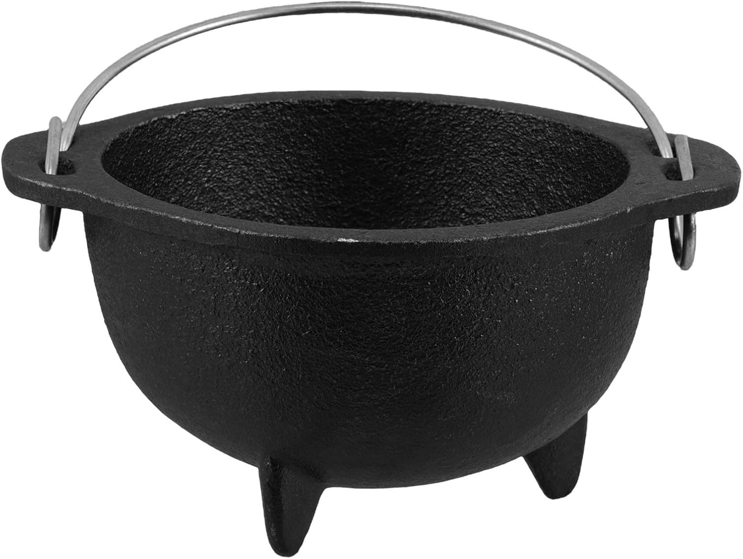 Cauldron Pot Iron Censer Burner Cast Iron Rustic with Handle and Even Heat Distribution, Vintage Black for Halloween Candy Serving for Meditation Rituals and Party Decorations