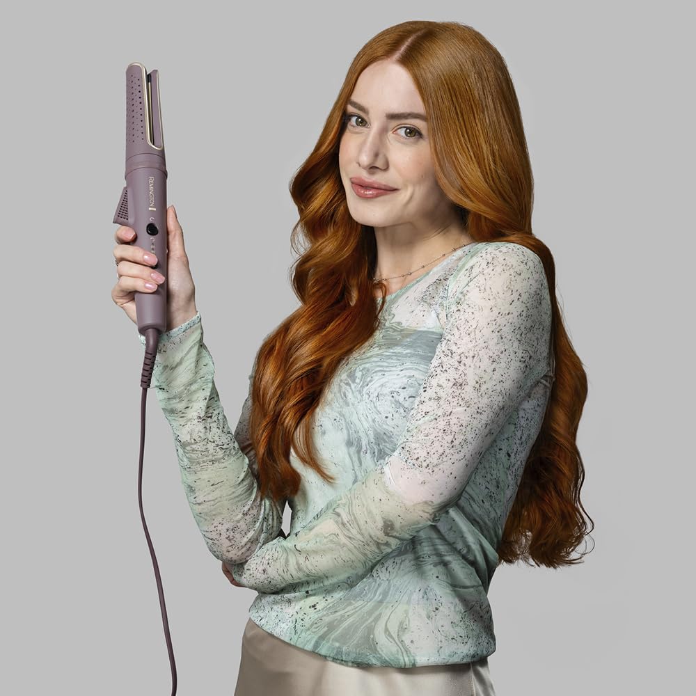 Remington AIRvive™ Lockenstab [rotierend] Ionic Air-Technologie für langanhaltende Locken (Ultra-Keramikstylingplatten mit Anti-Frizz-Mikrowirkstoffen, LED-Display 160-210°C für alle Haartypen) CI8930