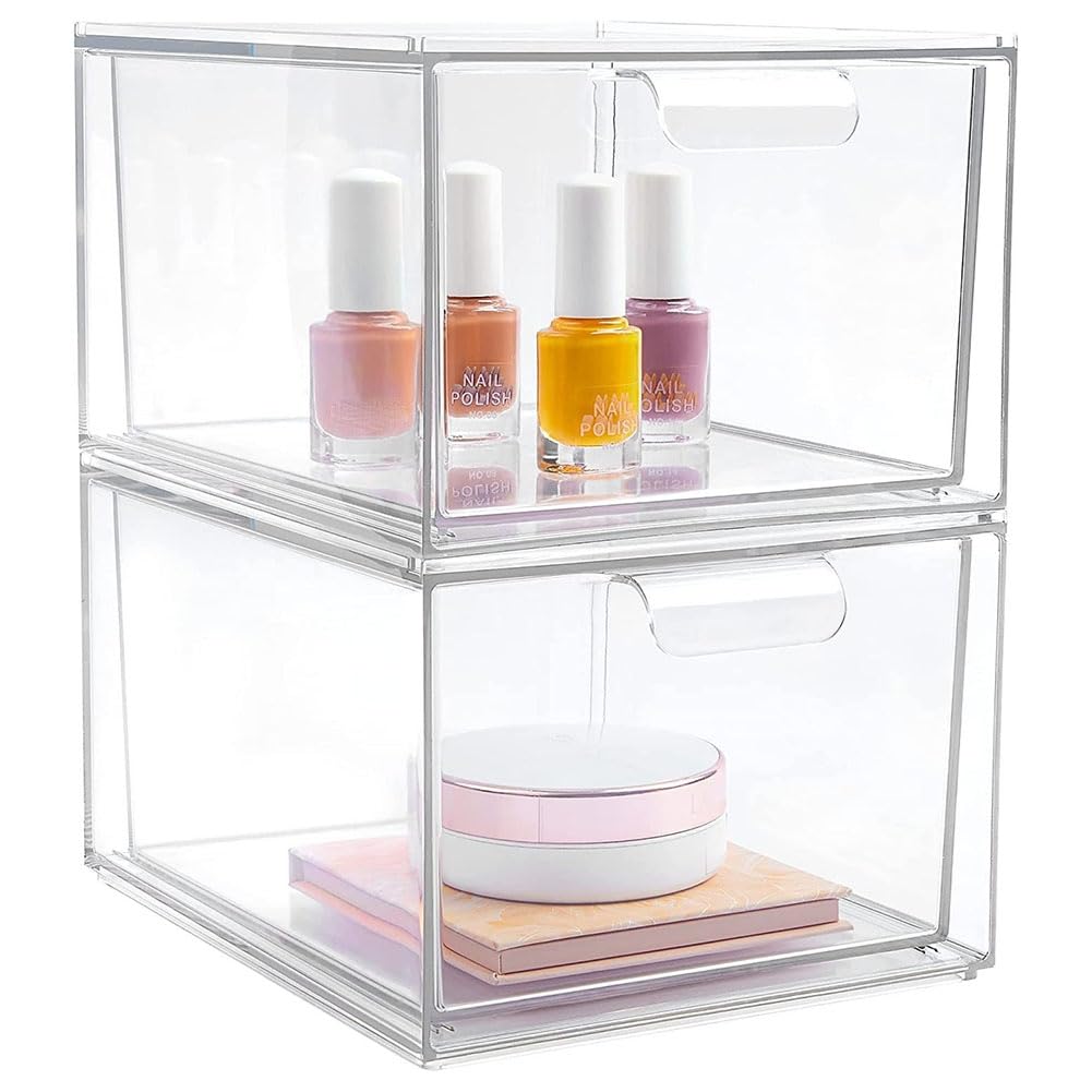 Vjsujehgy 2PCS K Cup Organizer Coffee Pod Storage Container Stackable Drawers for Creamer Suger Coffee Bar Organizer