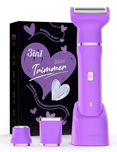 Miniatura 13 de Recortadora de bikini para mujer, maquinilla de afeitar eléctrica sin dolor para piel de seda, afeitadora corporal inalámbrica para viajes, Rosa 2