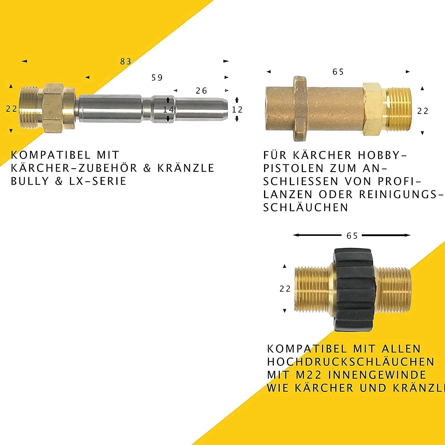 M&M Smartek adaptador M22 AG compatible con KEW/Nilfisk, pieza de recambio | Adaptador robusto para sistemas de alta presión compatibles; comprobar rosca, conexión, junta, presión y equipo seguro.