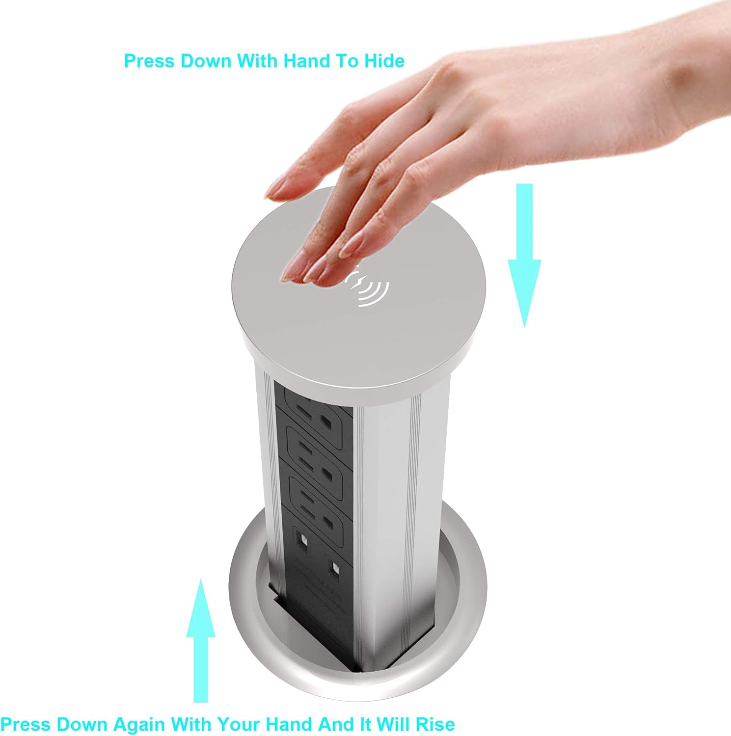 Flаѕh Dеаlѕ - 70% оƒƒ Automatic Raising Surge Protector Pop up Power Strip Outlet Hidden Recessed Power Socket with 10W Quick Wireless Charger and 4.2A USB Fast Charging Stations 3 AC Outlets for Kitchen Island, Black Gеt Sресіаl Prісе Automatic Raising Surge Protector Pop up Power Strip Outlet Hidden Recessed Power Socket with 10W Quick Wireless Charger and 4.2A USB Fast Charging Stations 3 AC Outlets for Kitchen Island, Black