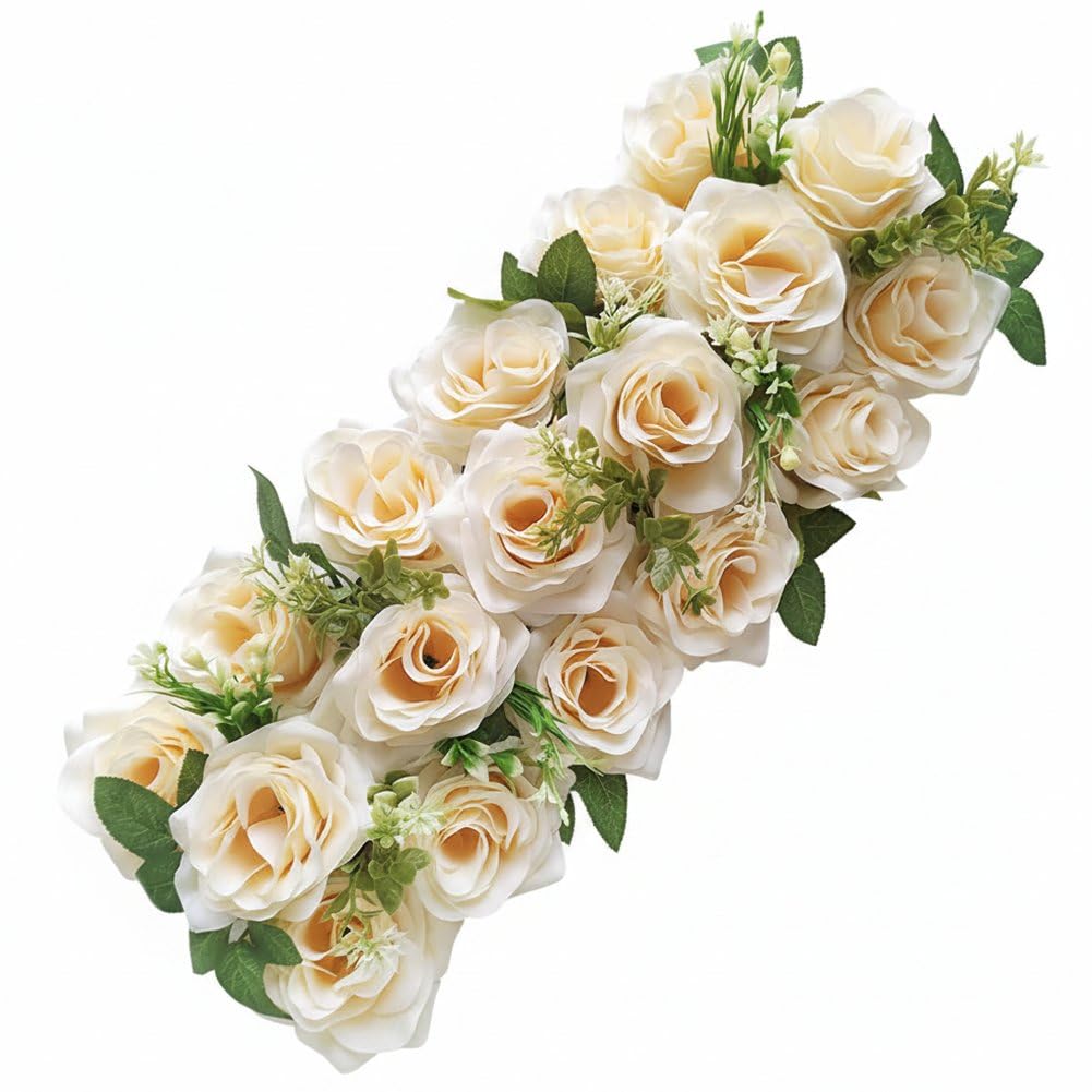 Rosas artificiales en hilera para fondo de pared de bodas y decoración de mesas