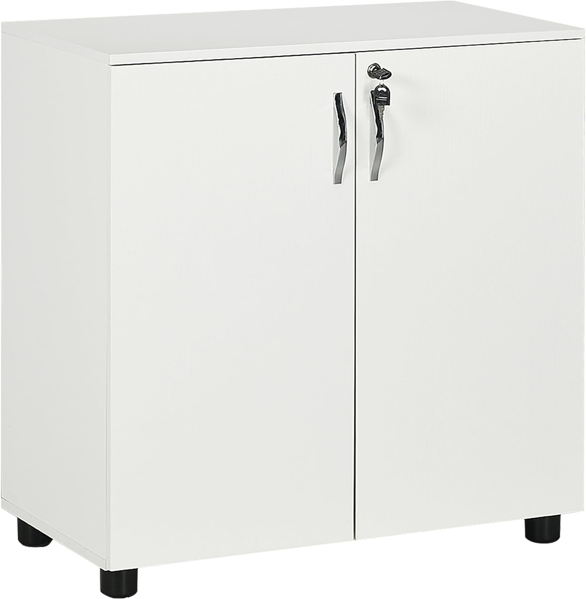 Vinsetto Lockable Office Storage Cabinet, 2 Door Storage Cupboard with Key Security, 2-Tier Shelf, Multi-Purpose Sideboard for Home office, Study, 80 x 40 x 80 cm, White