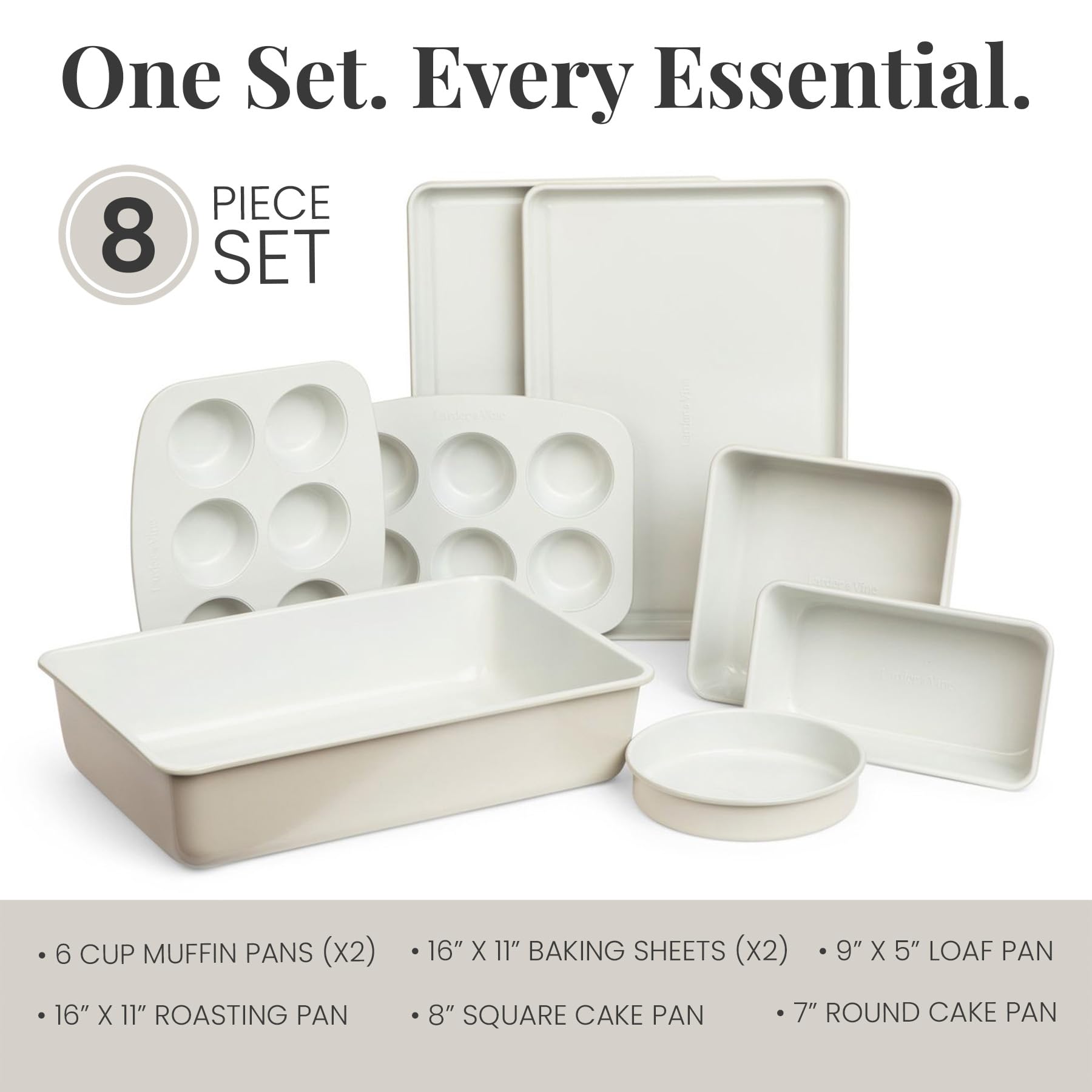 Larder & Vine 8-Piece Bakeware Set - Nonstick & Stackable -3