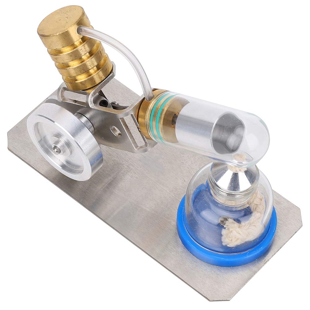 Zerodis V-Typ-Stirlingmotor-Modell, Externer Verbrennungsmotor, Physik-Experiment, Lernspielzeug-Set mit Alkohollampe für den Unterricht, DIY-Bootsmodell