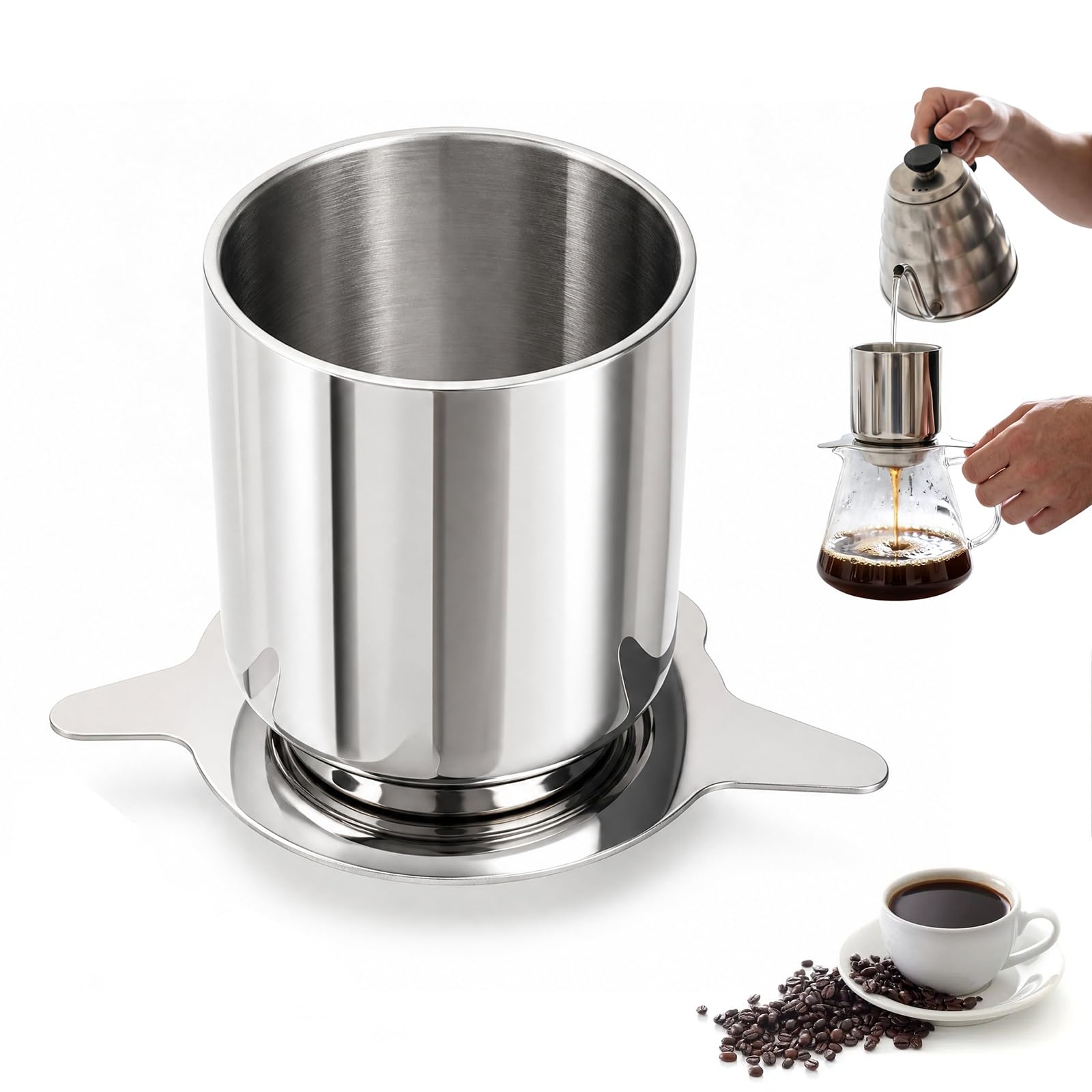 Gotero para café tipo "pour-over", filtro de goteo reutilizable sin papel