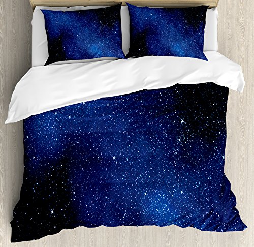Ambesonne Night Sky Duvet Cover Set, Nebula Galaxy Stars Milky Way in Ombre...