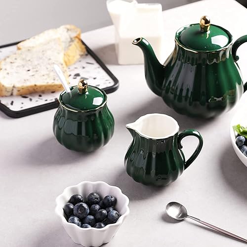 Miniatura 10 de Sweejar Royal Ceramic - Recipiente de azúcar de 8 onzas con cuchara y tapa, recipiente de sal de porcelana para sal, soporte para azúcar