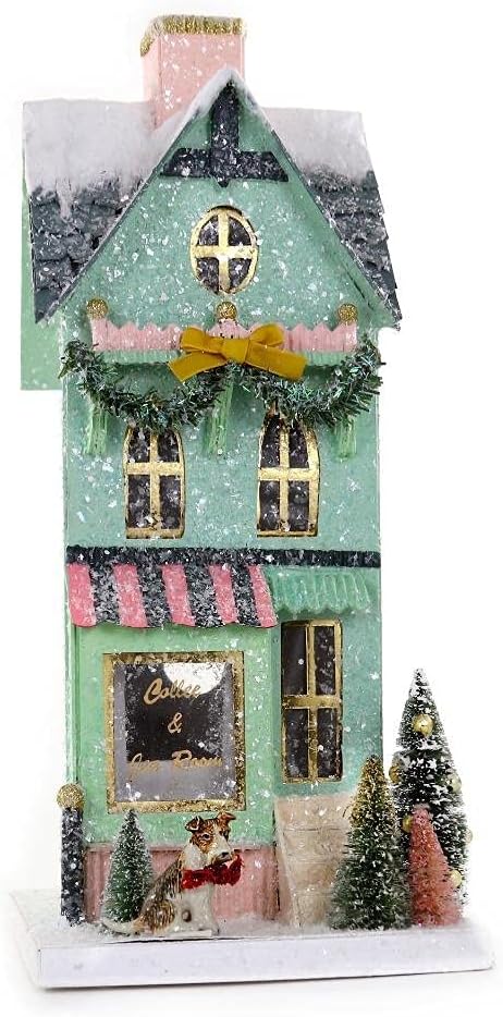 Cody Foster & Co Mint Green Downtown Coffee and Tea Room Christmas Village Store House, Multicolor