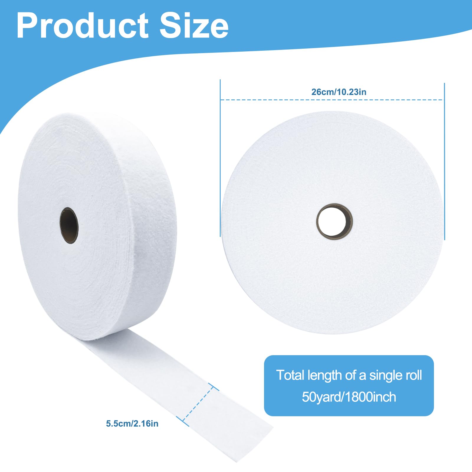 Foxtell 3 Rolls Cotton Blend Batting on a Roll 2 1/4 in×50 Yard Jelly Roll Rug Batting Quilt Batting by a Roll Batting for Upholstery Cotton Rolls for 2 1/2 Batting Strips, Jelly Roll Rug, White