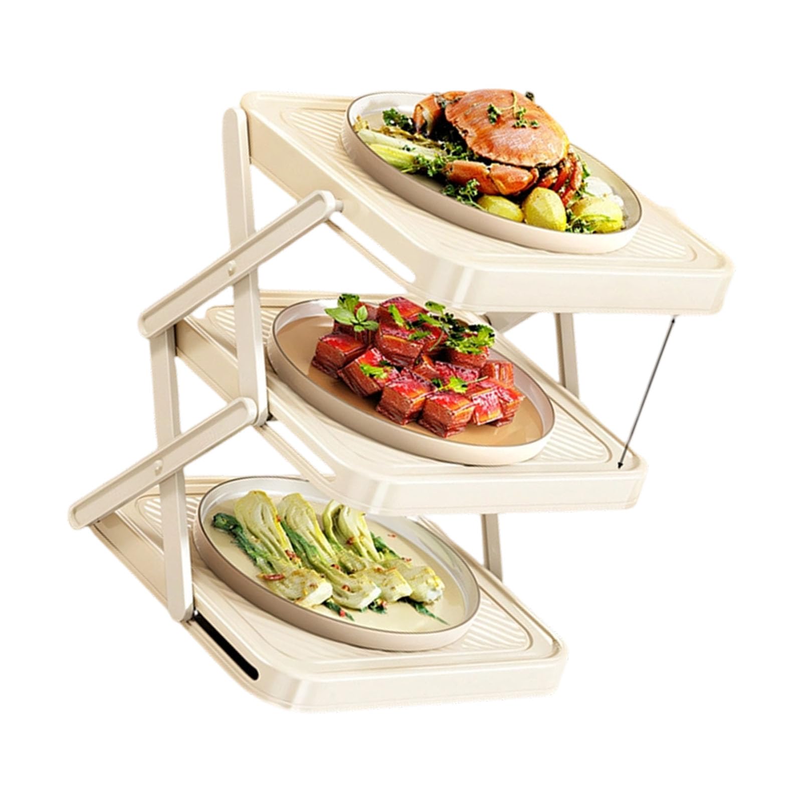 Whoasyst Sturdy ABS 3 Stage Produce Holder for Efficient Cooking Setup for Household or Business Use Portable Food Ready Stand