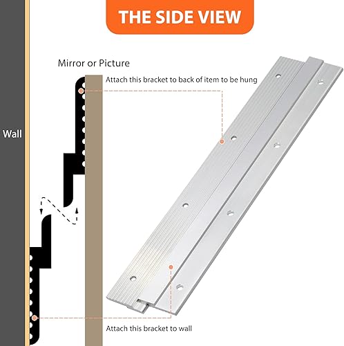 Miniatura 3 de Percha de fotos con tacos franceses de 12 pulgadas, kit de aluminio para colgar espejos con accesorios, ideal para obras de arte, pizarra blanca,