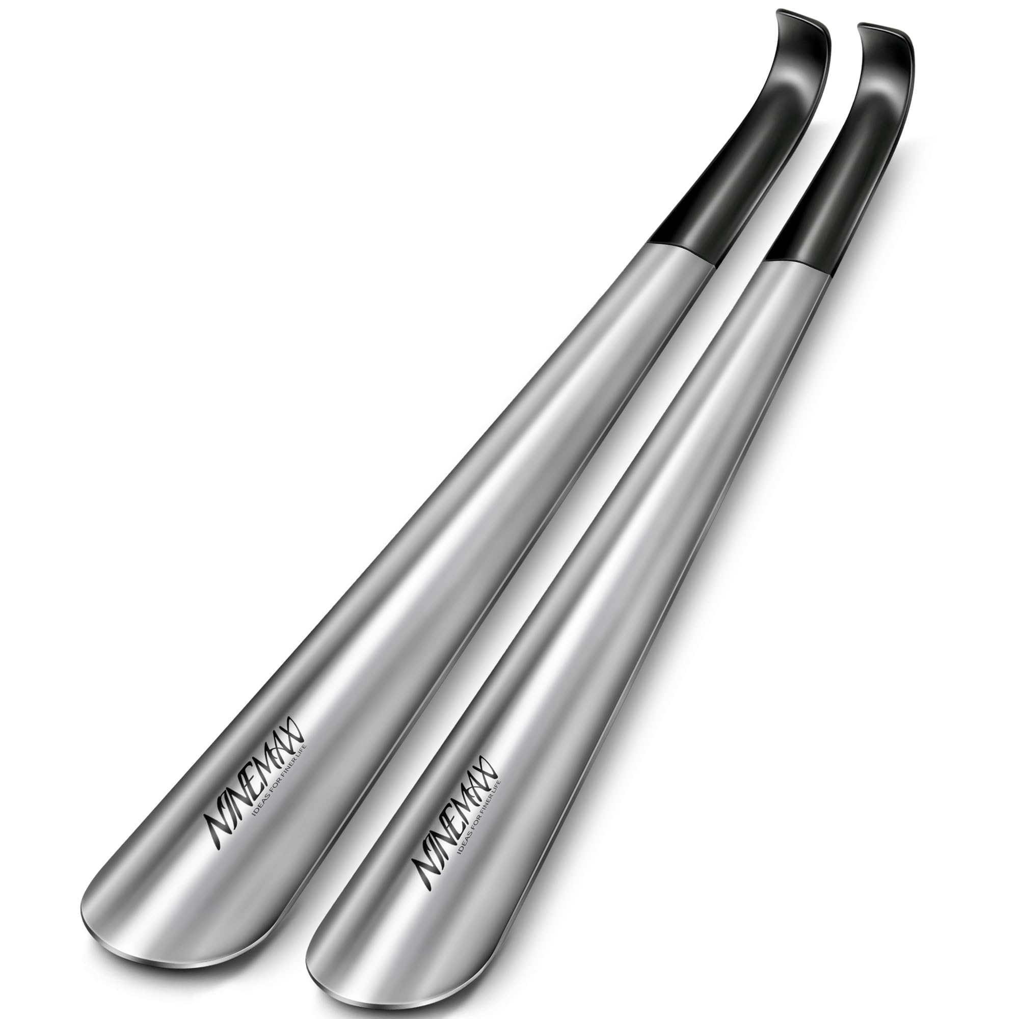 NINEMAX Shoe Horn Long Handled for Men Women Seniors, 16.5Inch Long Metal Shoehorn, Shoe Spoon Helper for Boot (Pack of 2)