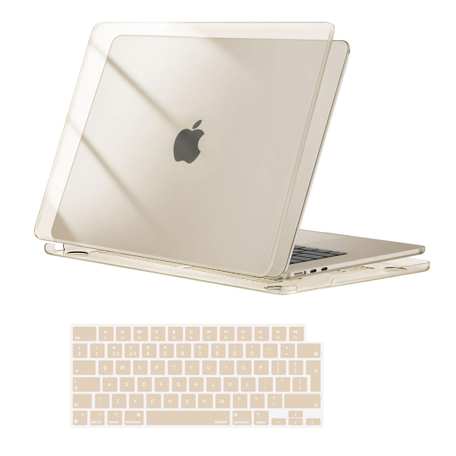 MOSISO Etui kompatybilne z MacBook Air 38.1 cm M5 2026 M4 2025 M3 M2 2024-2023, twarda obudowa do MacBooka Air 38.9 cm A3448 A3241 A3114 A2941 Touch ID i skórka klawiatury