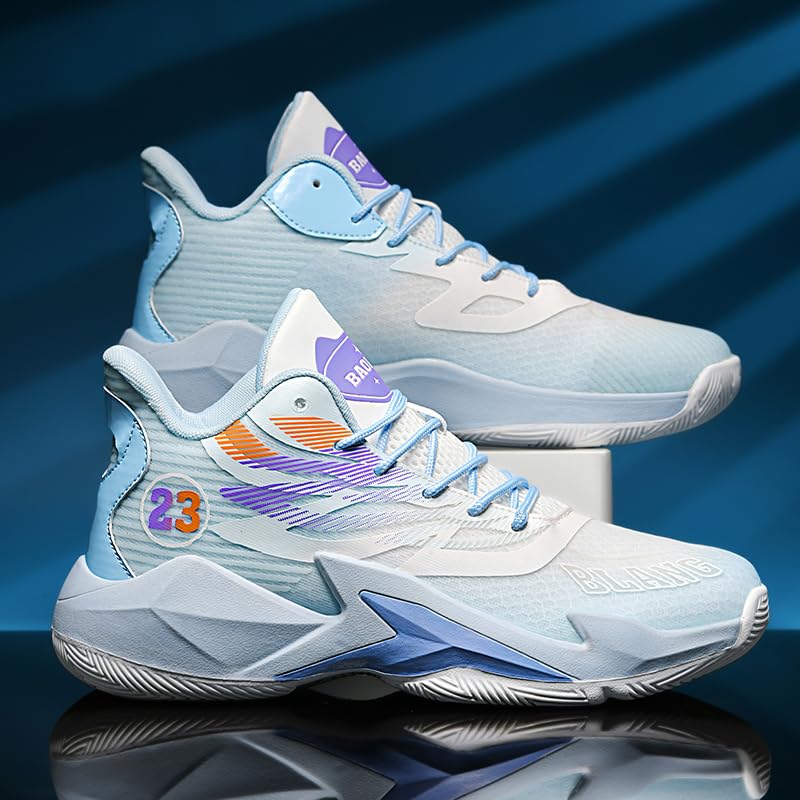 Image of Basketball Shoes for Womens Mens High Top Colorful Volleyball Fashion Breathable Sneakers Lace Up Sport Outdoor Lightweight Non Slip Shoe