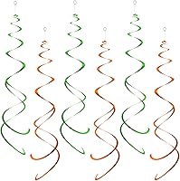 Vista 7 de ZOOYOO Decoraciones de remolinos para fiestas, decoración de remolinos colgantes de papel de aluminio verde y dorado, decoraciones de remolinos